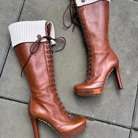 Gucci leather lace up boots size 37 - Picture 2 of 11